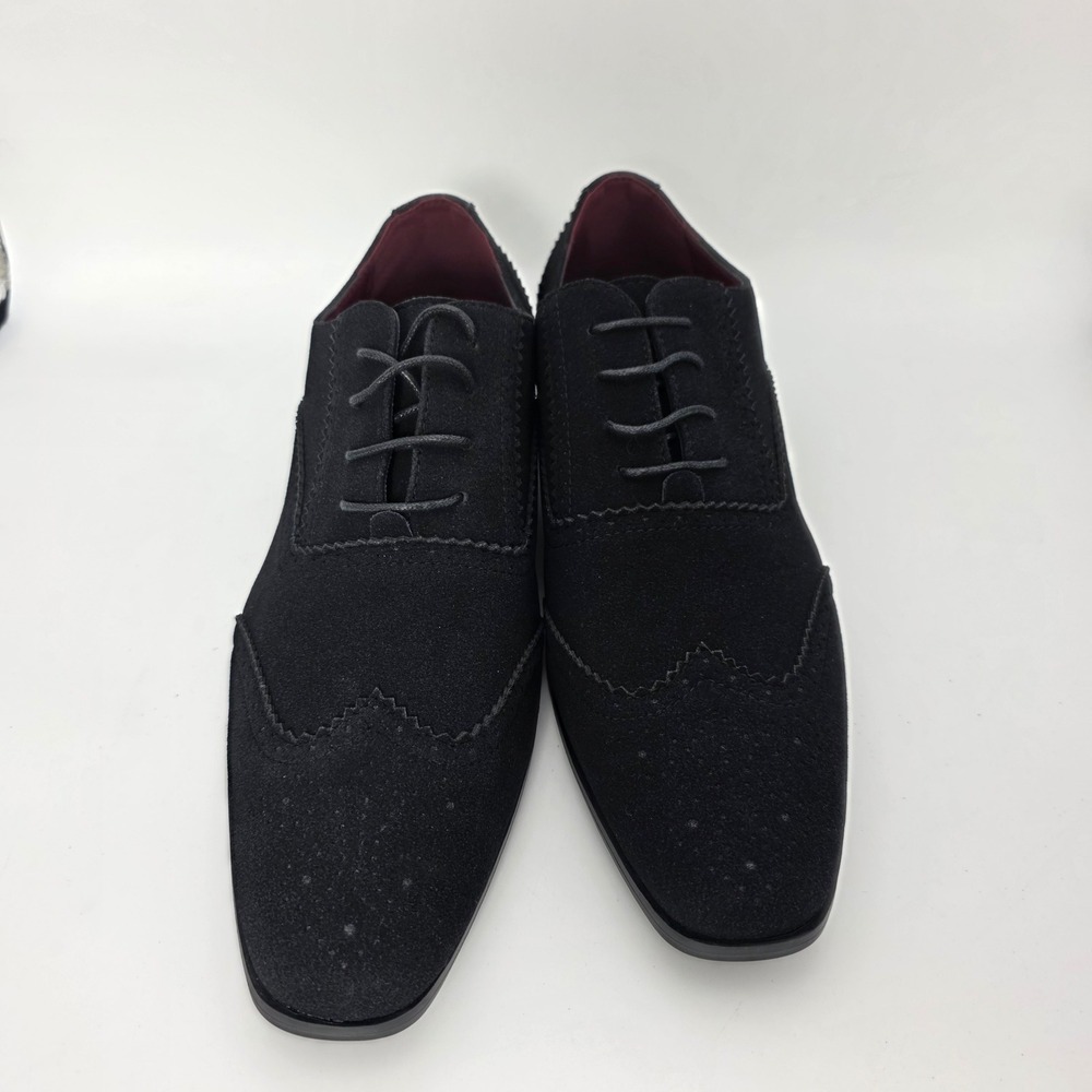 Unbranded Oxford Shoes Mens 46 Black Excellent Wingtip Brogue Faux Suede 13701